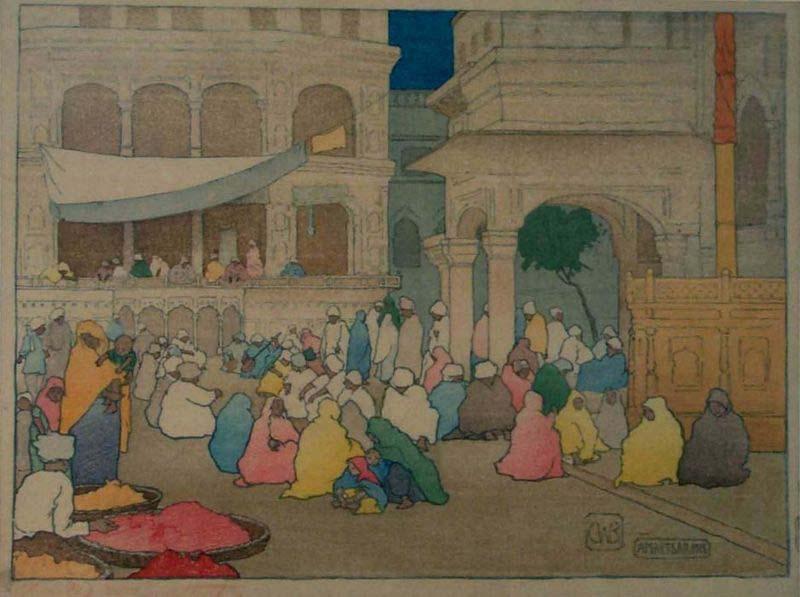Charles W. Bartlett Amritsar [India], color woodblock print by Charles W. Bartlett, 1916, Honolulu Academy of Arts